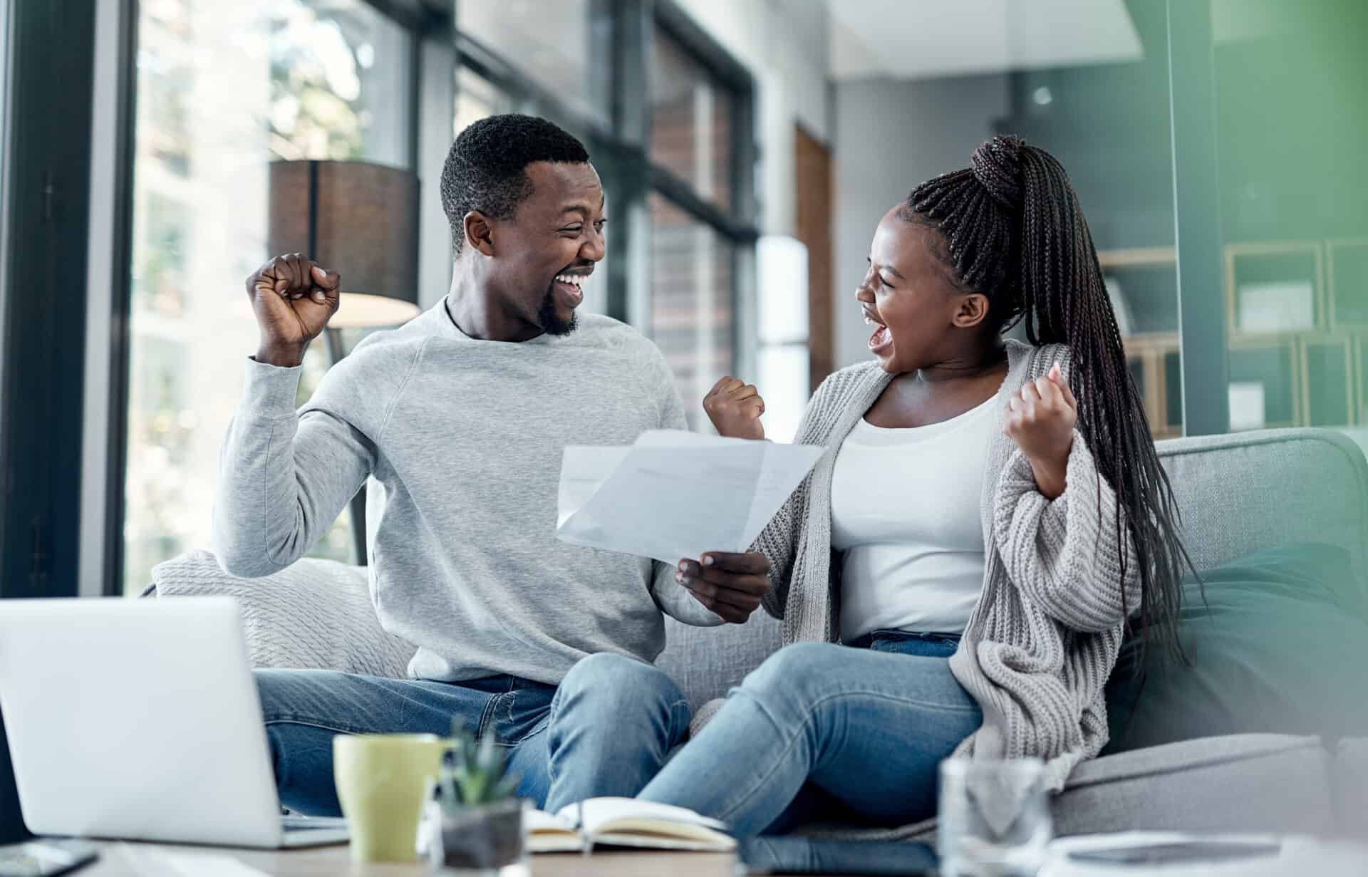 Happy couple after consolidating debt 