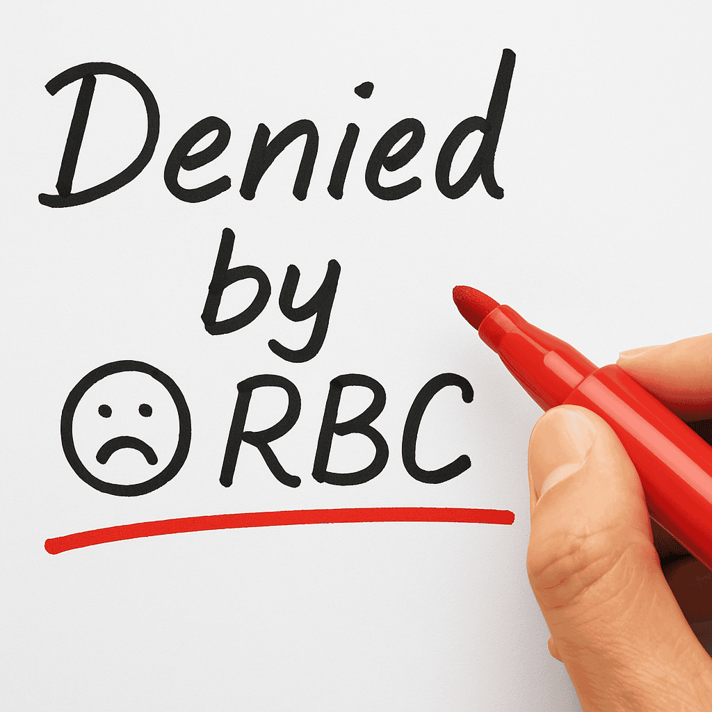 Denied by RBC written on a white board