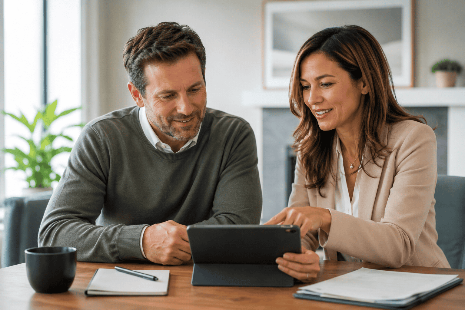 Ontario homeowner reviewing home equity options to clear mortgage arrears with a broker