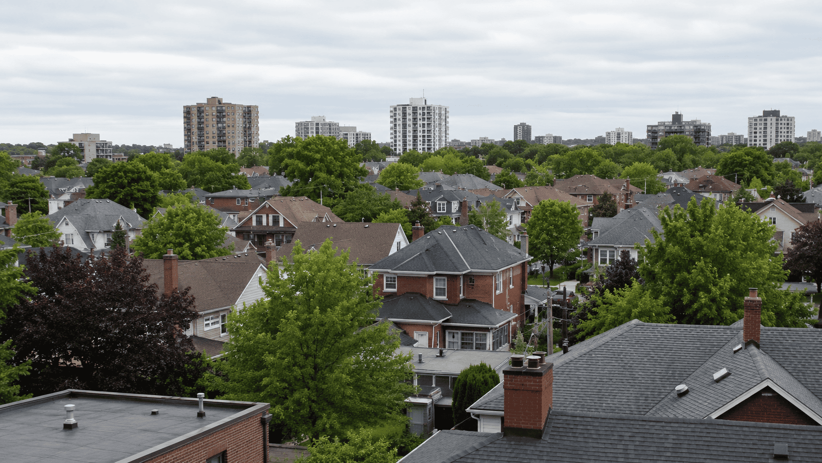Elevated view of an Ontario residential area representing CRA debt help coverage across Canada