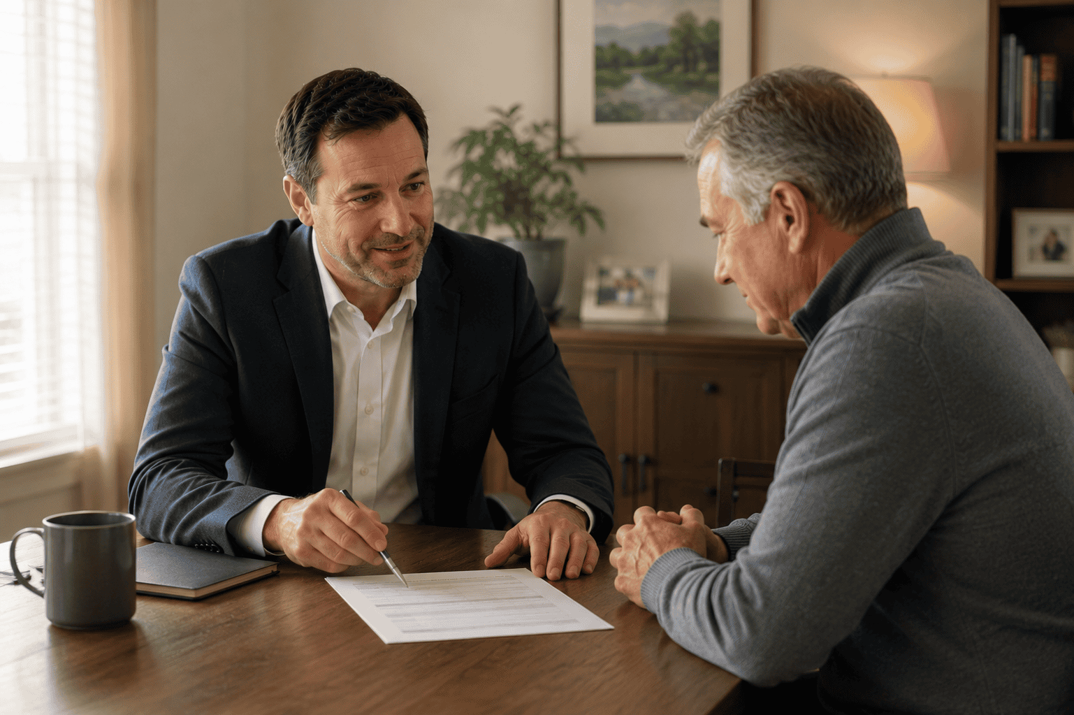 Licensed mortgage broker explaining debt consolidation mortgage options to an Ontario homeowner