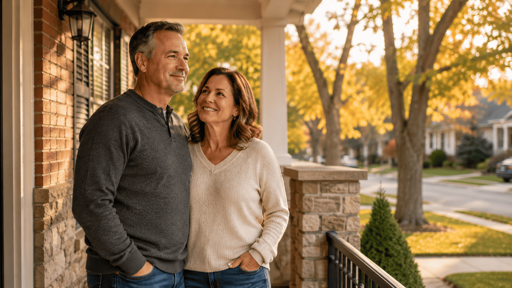 Ontario couple standing outside their home after consolidating debt into one payment