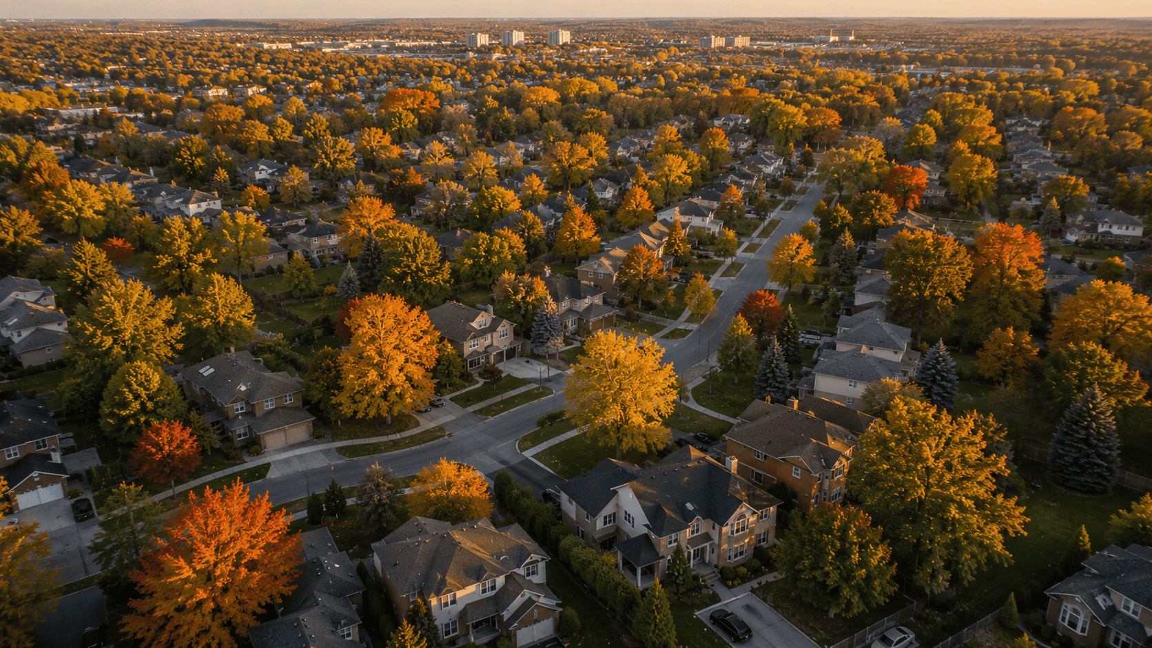 Aerial view of an Ontario residential neighbourhood representing debt consolidation coverage across Canada