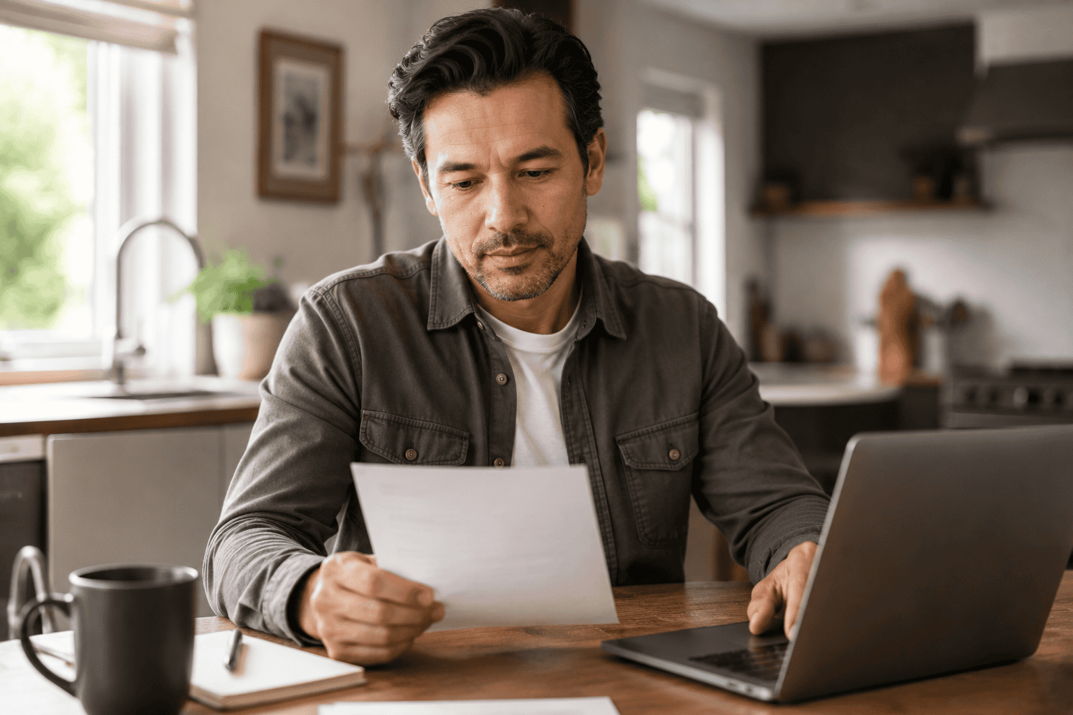 Ontario homeowner reviewing a missed mortgage payment notice and looking for help