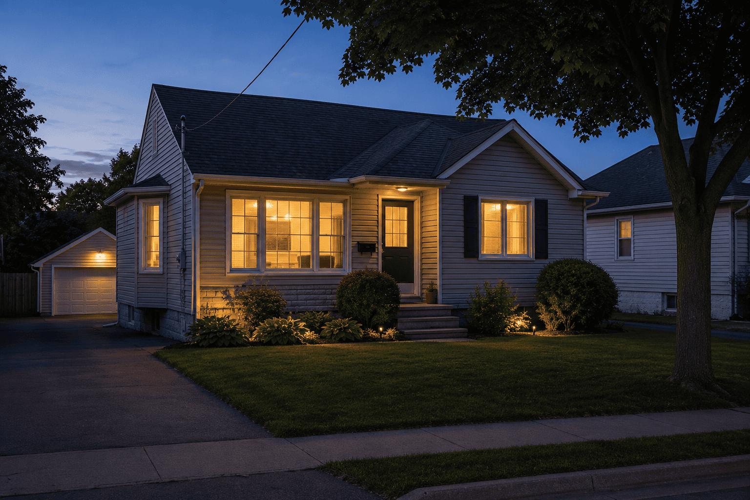 Ontario house at dusk representing help with missed mortgage payments