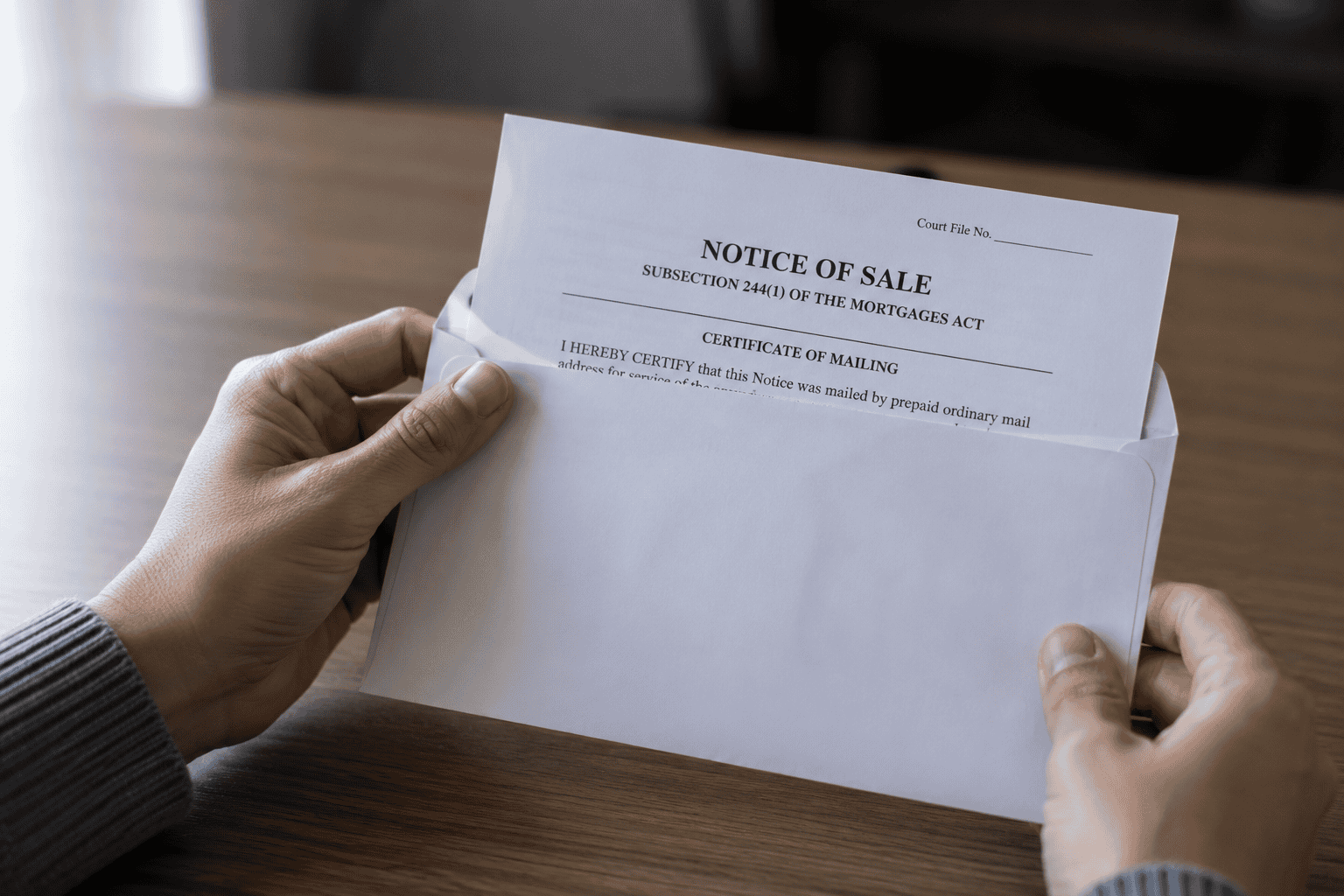 Ontario homeowner receiving a Notice of Sale in the mail