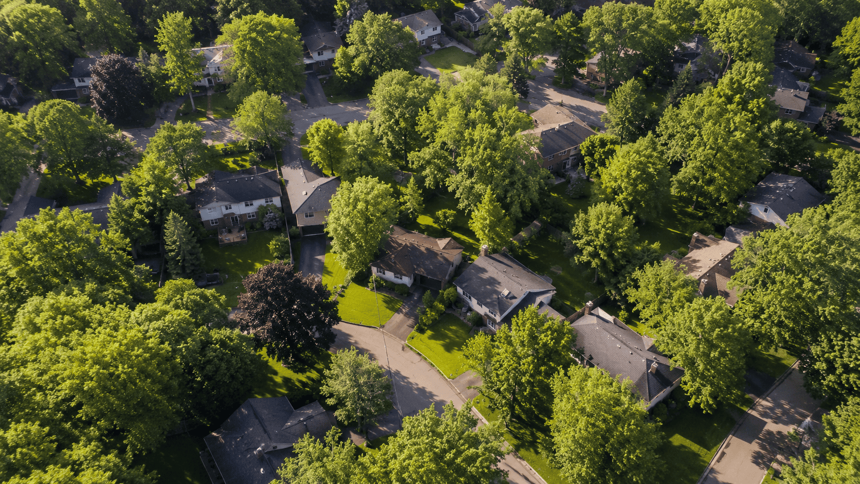 Aerial view of Ontario residential neighbourhood representing power of sale coverage across the province