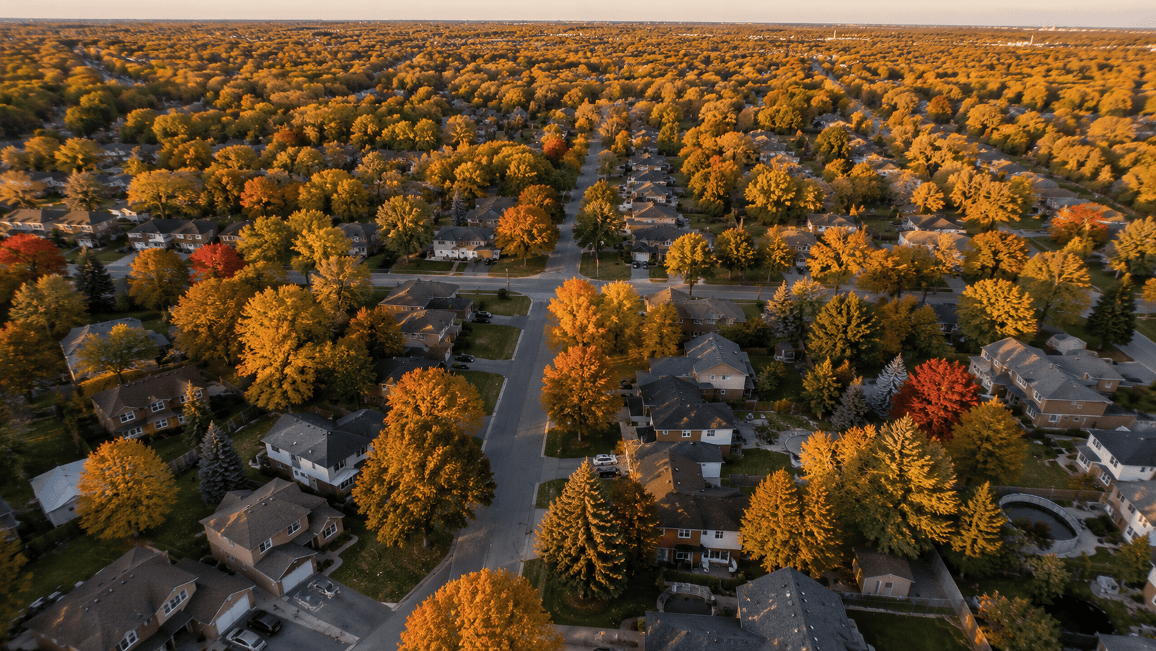 Aerial view of an Ontario residential neighbourhood representing property tax arrears coverage across Canada
