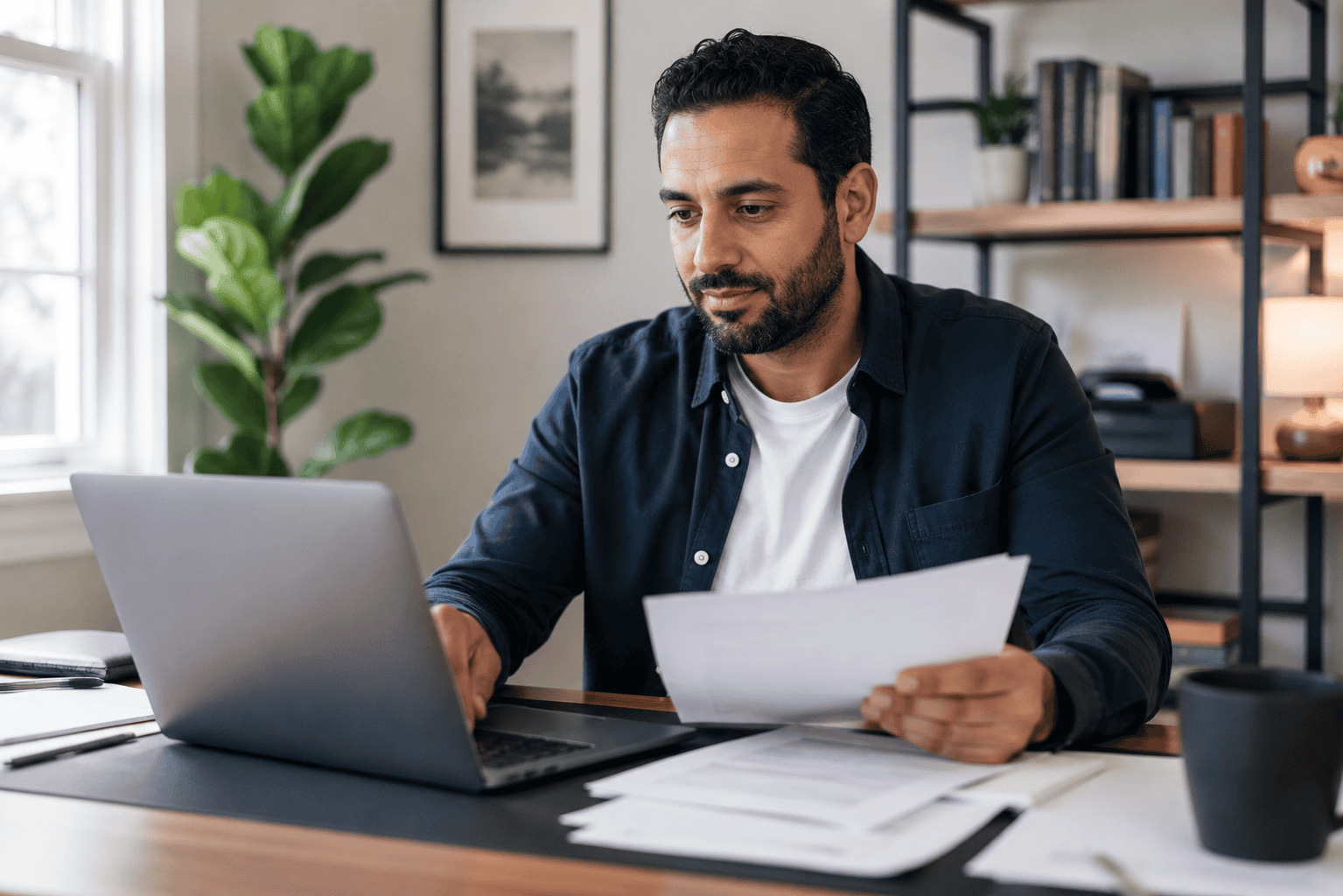 Self employed business owner reviewing mortgage options based on home equity