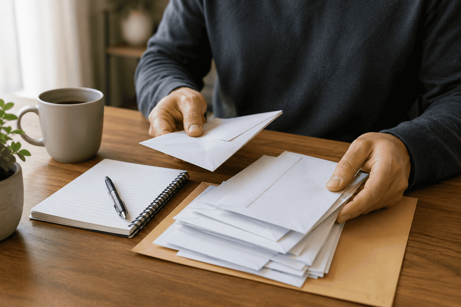 Person organizing finances to deal with unpaid collection accounts